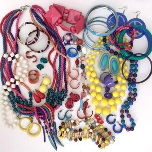 Vintage Tribal Boho 36-Piece Mixed Jewelry Lot Bold Colors